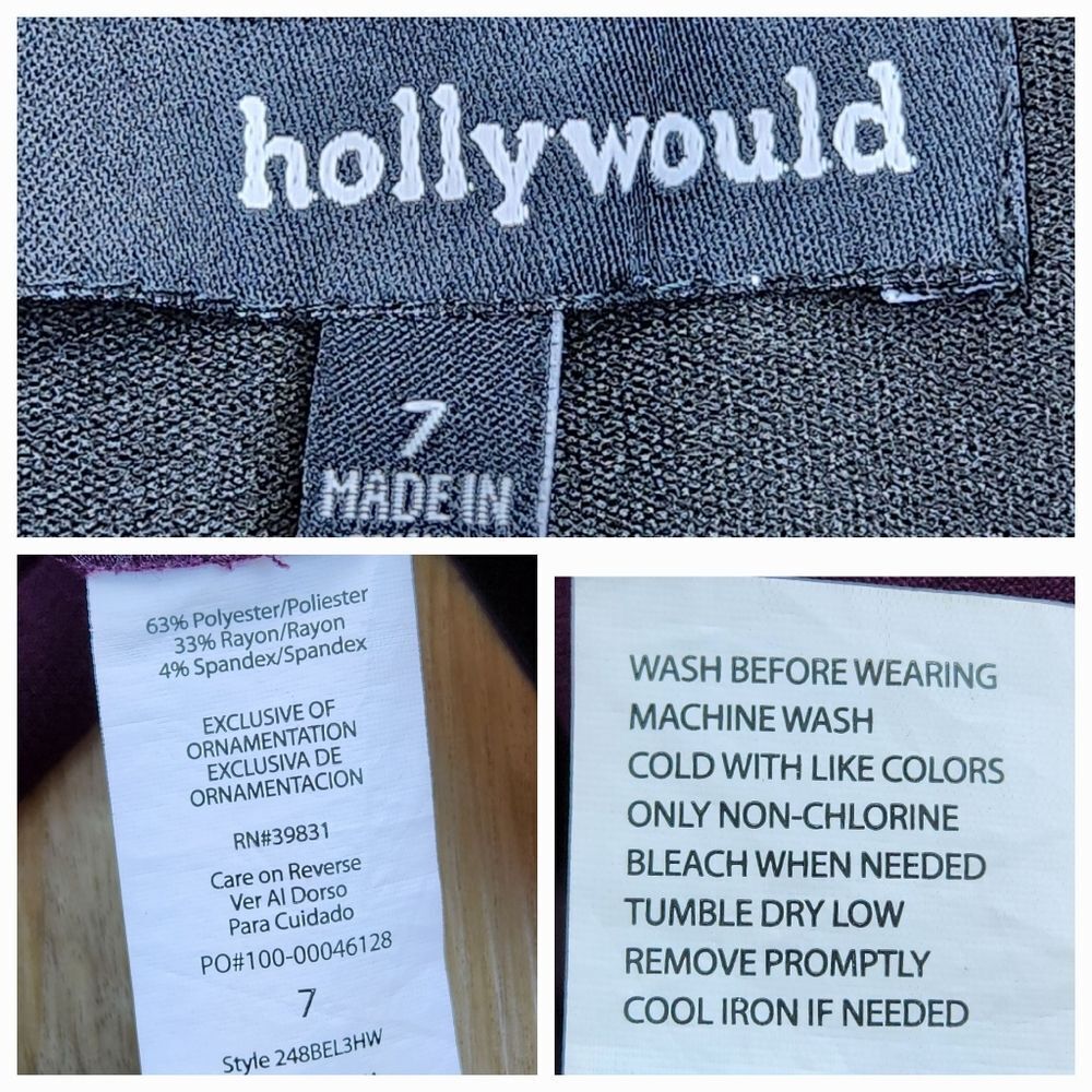 🩵Hollywould Burgundy Lightweight Rayon Blend Skinny Ankle Pants Size 7/29 - Picture 11 of 13